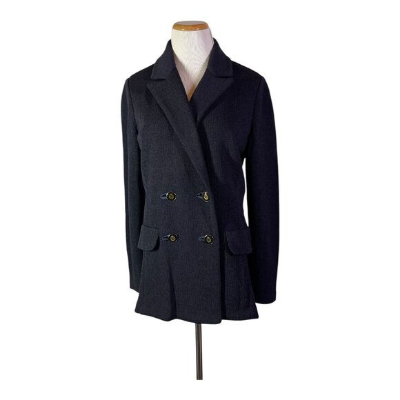 Austin Reed Jackets & Blazers - Vintage Austin Reed Size 4 Dark Navy Heavy Knit Double-Breasted Blazer Jacket